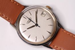 VINTAGE LONGINES 1960S DRESS WATCH, circular dial with silver coffin hour markers, date aperture,