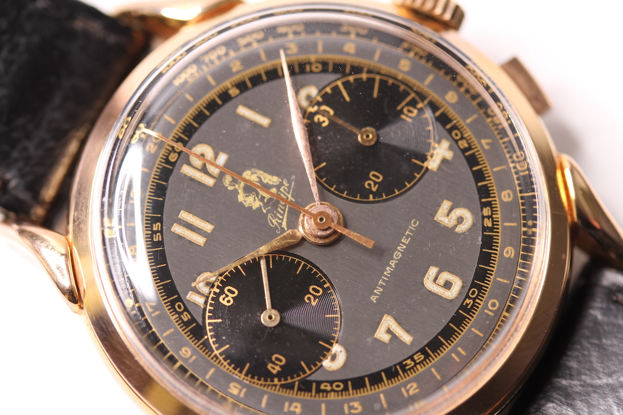 VINTAGE CHRONOGRAPH PRINCIPE, circular dark two tone dial, gilt detail, twin subsidiary dials, - Image 2 of 4