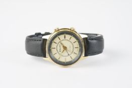 GENTLEMENS POLJOT ALARM WRISTWATCH, circular cream dial with gold tone hour markers and hands,