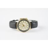 GENTLEMENS POLJOT ALARM WRISTWATCH, circular cream dial with gold tone hour markers and hands,