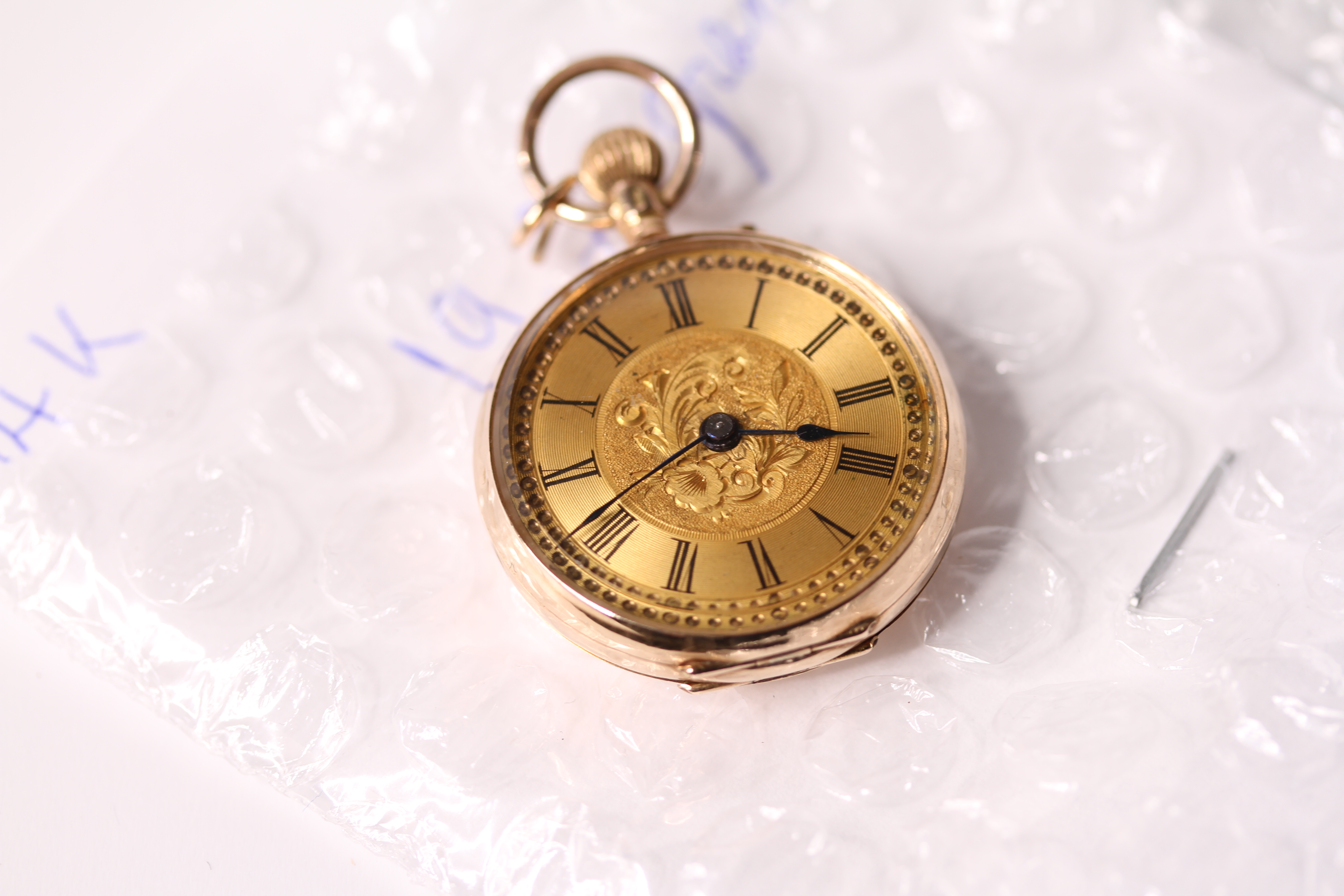 Large Group Of Fob Watches, 5x 9ct gold fob watches, with gilt dials, engraved cases , approximately - Image 6 of 15