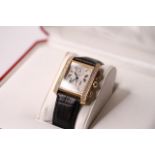 18CT DIAMOND SET CARTIER TANK FRANCAISE CHRONOFLEX REFERENCE 1830 WITH BOX AND PAPERS, rectangular