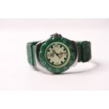 TAG HEUER PROFESSIONAL GREEN REFERENCE 372.513 WITH SERVICE BOX, luminous dial with dot hour