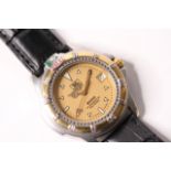 VINTAGE TAG HEUER 200 PROFESSIONAL BI COLOUR REFERENCE 995.406K, gilt dial, luminous hour markers,