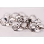 Vintage Pools of Light necklace, 13mm beads, mounted in white metal tested as silver , approximately