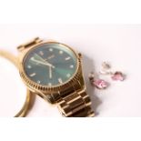 Group of 2 items, Pink stone earrings & Michael Kors Watch Ref MK 3226, circular deep green stone