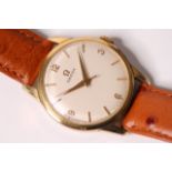 VINTAGE OMEGA DRESS WATCH, cream dial with gold baton and arabic numeral hour markers, 34mm case,