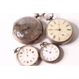 *TO BE SOLD WITHOUT RESERVE*Group of 4 silver pocket watches, 1-Gents silver pocket watch, Solid