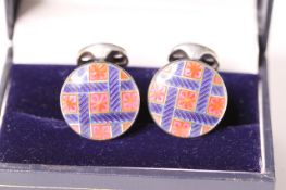 Silver and Enamel Deakin and Francis cufflinks, boxed