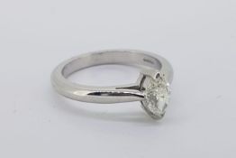 Marquise Diamond Solitaire Ring, set with a single marquise cut diamond approximately 0.59ct,