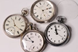 *TO BE SOLD WITHOUT RESERVE*Group of 4 pocket watches, 1-Gents Nickel pocket watch, 15 jewel lever