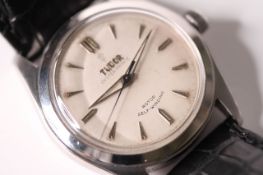 VINTAGE 1960s TUDOR OYSTER PRINCE REF 7809, circular white dial, silver arrow head hour markers,