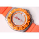 VINTAGE TAG HEUER PROFESSIONAL 200M ORANGE REFERENCE 373.513, silver dial, orange detail, orange