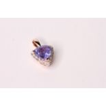 Natural Tanzanite & Diamond Pendant, set with 1 trilliant cut tanzanite 1.14ct, 18 round brilliant