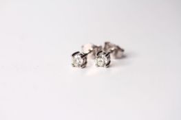 Pair Of 18ct White Gold Diamond Stud Earrings, 4 claw set, approximate total diamond weight 0.