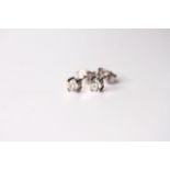 Pair Of 18ct White Gold Diamond Stud Earrings, 4 claw set, approximate total diamond weight 0.