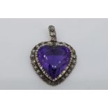 Victorian Heart Shaped Amethyst & Diamond Pendant