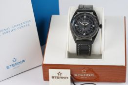 GENTLEMENS ETERNA KONTIKI AUTOMATIC WRISTWATCH W/ BOX & PAPERS, circular two tone black and grey