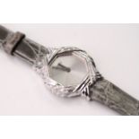 LADIES 18CT ETOILE DIAMOND DRESS WATCH, silver dial, 26mm diamond and white gold case, with a grey