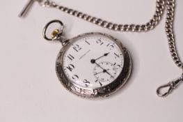 *TO BE SOLD WITHOUT RESERVE*Gents Pocket Watch Alexander Weise, Cyma Movement with Silver Chain