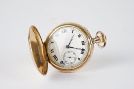 VINTAGE FULL HUNTER ROLLED GOLD CHRONOMETER MICROMETRIC REGULATOR POCKET WATCH, circular white