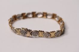 *TO BE SOLD WITHOUT RESERVE*A 9ct yellow gold diamond set bracelet 11.2 grams approx 8cm