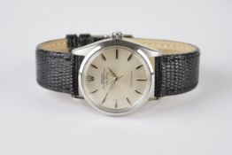 GENTLEMENS ROLEX OYSTER PERPETUAL AIR KING WRISTWATCH REF. 5500, circular silver dial with silver