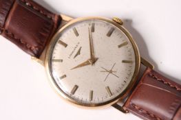 VINTAGE 1960S LONGINES DRESS WATCH, dark dial, block gilt hour markers, subsidiary seconds dial,