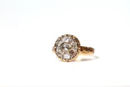 Georgian diamond cluster ring, central rose cut diamond, eight native cut, cushion and old cut