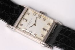 A RARE GENTLEMEN'S PLATINUM VACHERON & CONSTANTIN WRISTWATCH, silver dial with original diamond