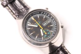 GENTLEMENS SEIKO CHRONOGRAPH AUTOMATIC WRIST WATCH, circular black dial with Arabic numerals and