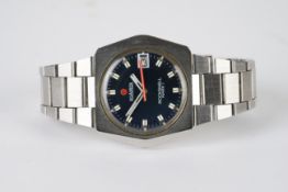 GENTLEMENS ROAMER ROCKSHELL MARK I DATE WRISTWATCH, circular dark blue dial with silver applied hour