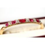A Fine 3.40ct Burmese Ruby and Old Cut Diamond Early 20th Century Hinged Bangle, 5 oval cut fine