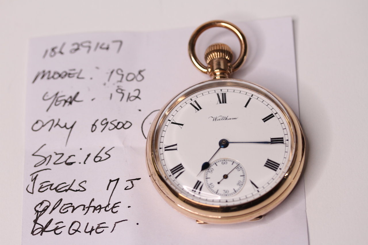 *TO BE SOLD WITHOUT RESERVE*Gents Pocket Watch Waltham USA, Model Number 1908, Year 1912