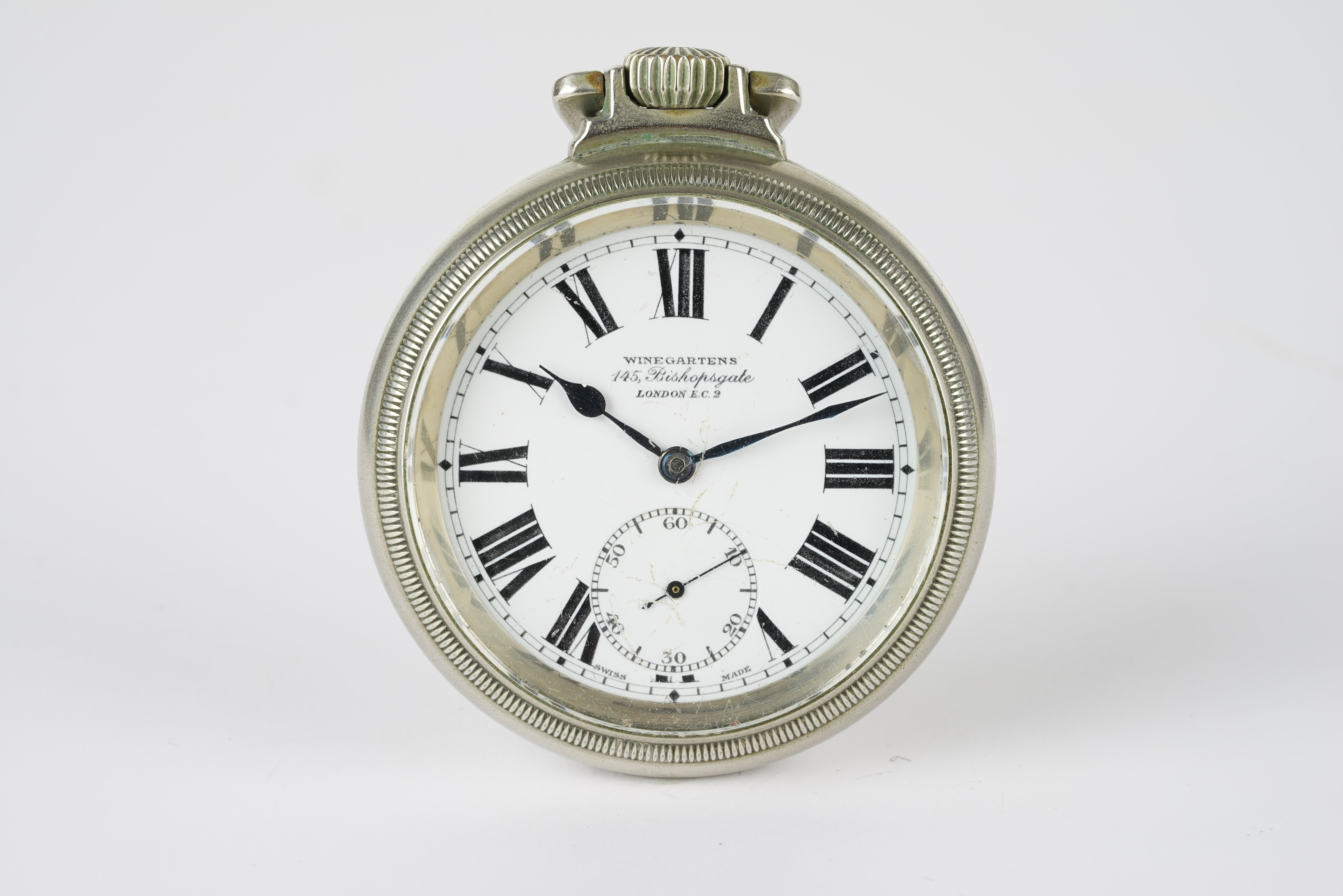 VINTAGE WINEGARTENS RAILWAY REGULATOR POCKET WATCH, circular white dial with black roman numeral