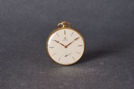 VINTAGE OMEGA 9CT GOLD POCKET WATCH, circular cream dial with gold hour markers and hands,