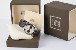 GENTLEMENS HTD HOROLOGICAL TOOLS DEPARTMENT CHRONOGRAPH WRISTWATCH W/ BOX & PAPERS, circular twin