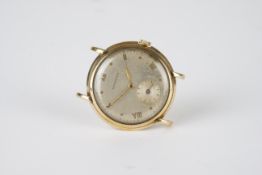 GENTLEMENS LONGINES 9CT GOLD WRISTWATCH, circular silver dial with gilt roman numeral hour markers