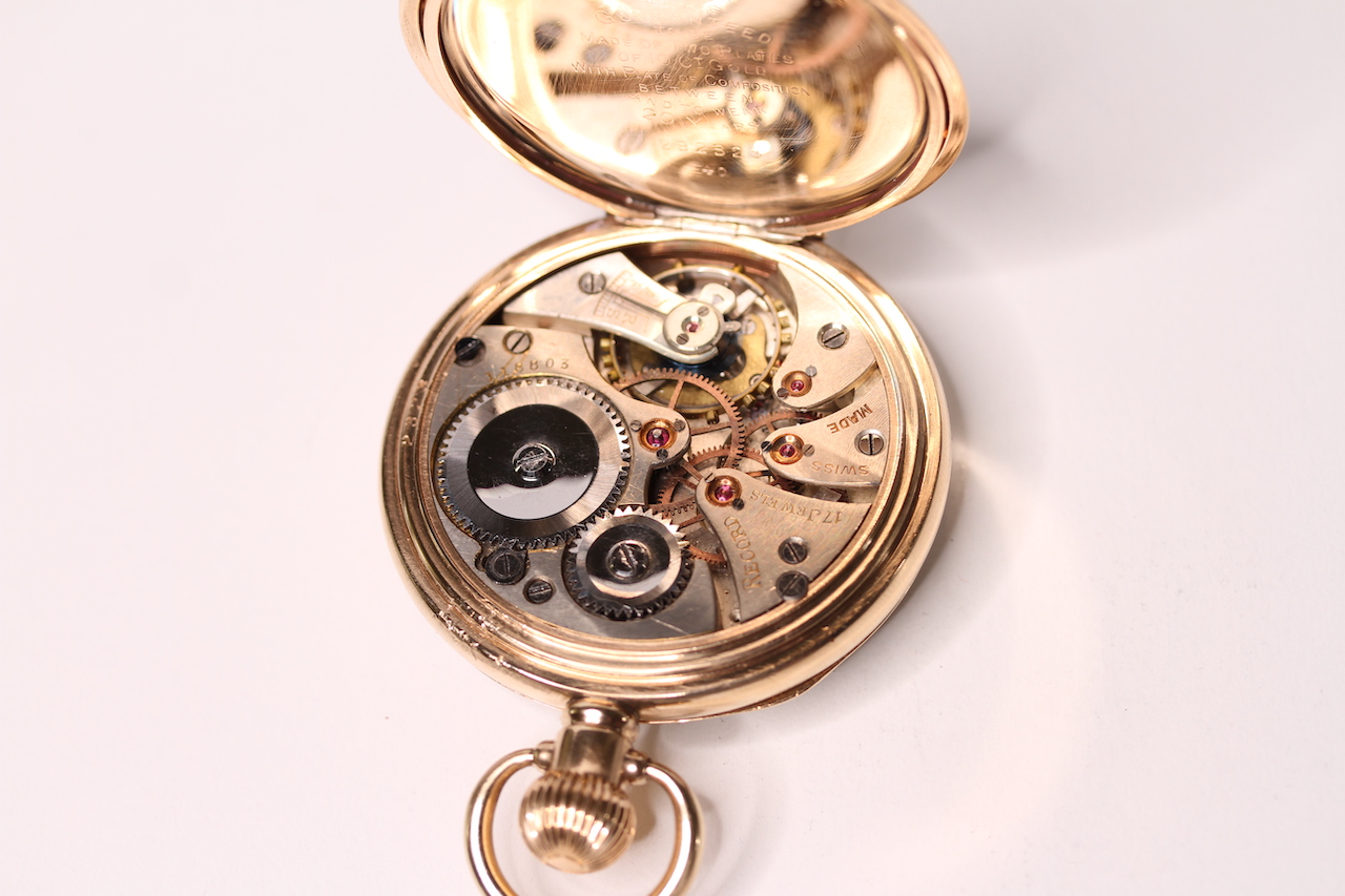 *TO BE SOLD WITHOUT RESERVE* Gents Pocket Watch Record, Gold Plated Open Faced - Image 3 of 3