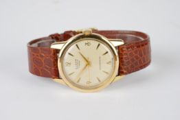 GENTLEMENS ELDOR GENEVE WRISTWATCH CIRCA 1960, circular patina dial with applied gold tone hour