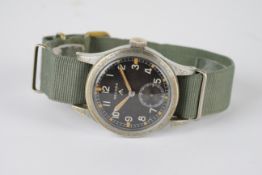 GENTLEMENS RECORD BRITISH AFICAN COLONIAL MILITARY ISSUE WRISTWATCH CIRCA 1950, circular black