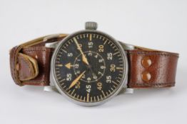 RARE GENTLEMENS WEMPE WWII GERMAN PILOTS MK II/B LUFTWAFFE WRISTWATCH, circular black twin MKII/B