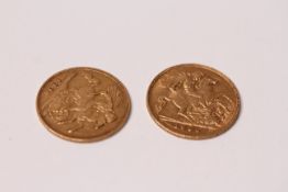 *TO BE SOLD WITHOUT RESERVE*Two gold half sovereigns dated 1901 and 1906.