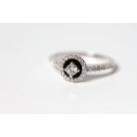 18ct white gold diamond ring, estimated total diamond weight 0.43ct, with black enamel detail,