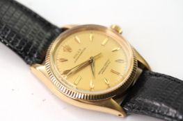 VINTAGE 1956 18CT ROLEX OYSTER PERPETUAL CHRONOMETER REFERENCE 6567, champagne dial with gold