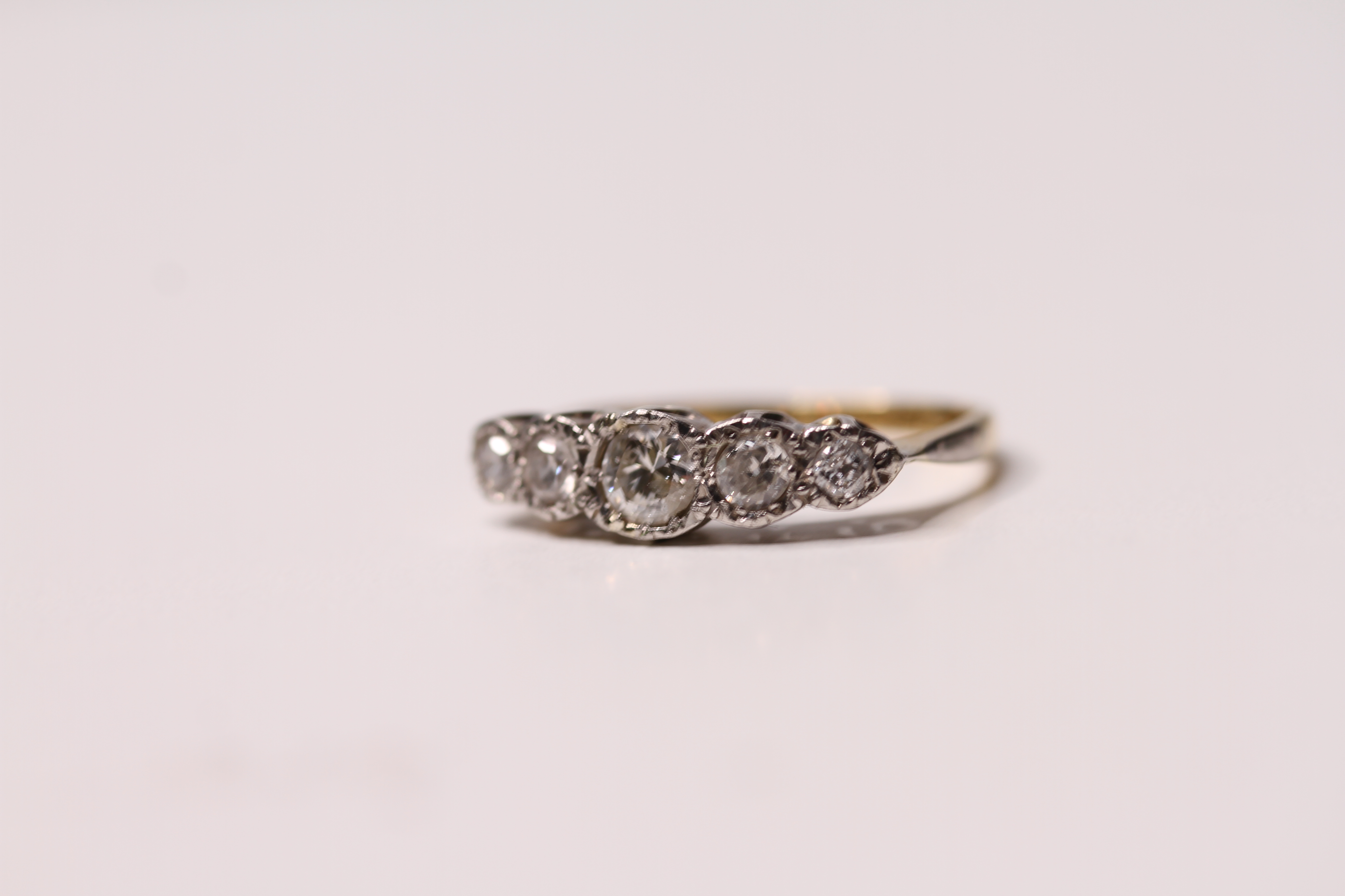 *TO BE SOLD WITHOUT RESERVE*5 Stone Diamond Set Ring, in 18ct gold and platinum setting