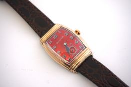 *TO BE SOLD WITHOUT RESERVE* VINTAGE BULOVA DRESS WATCH CIRCA 1930s, red dial with arabic