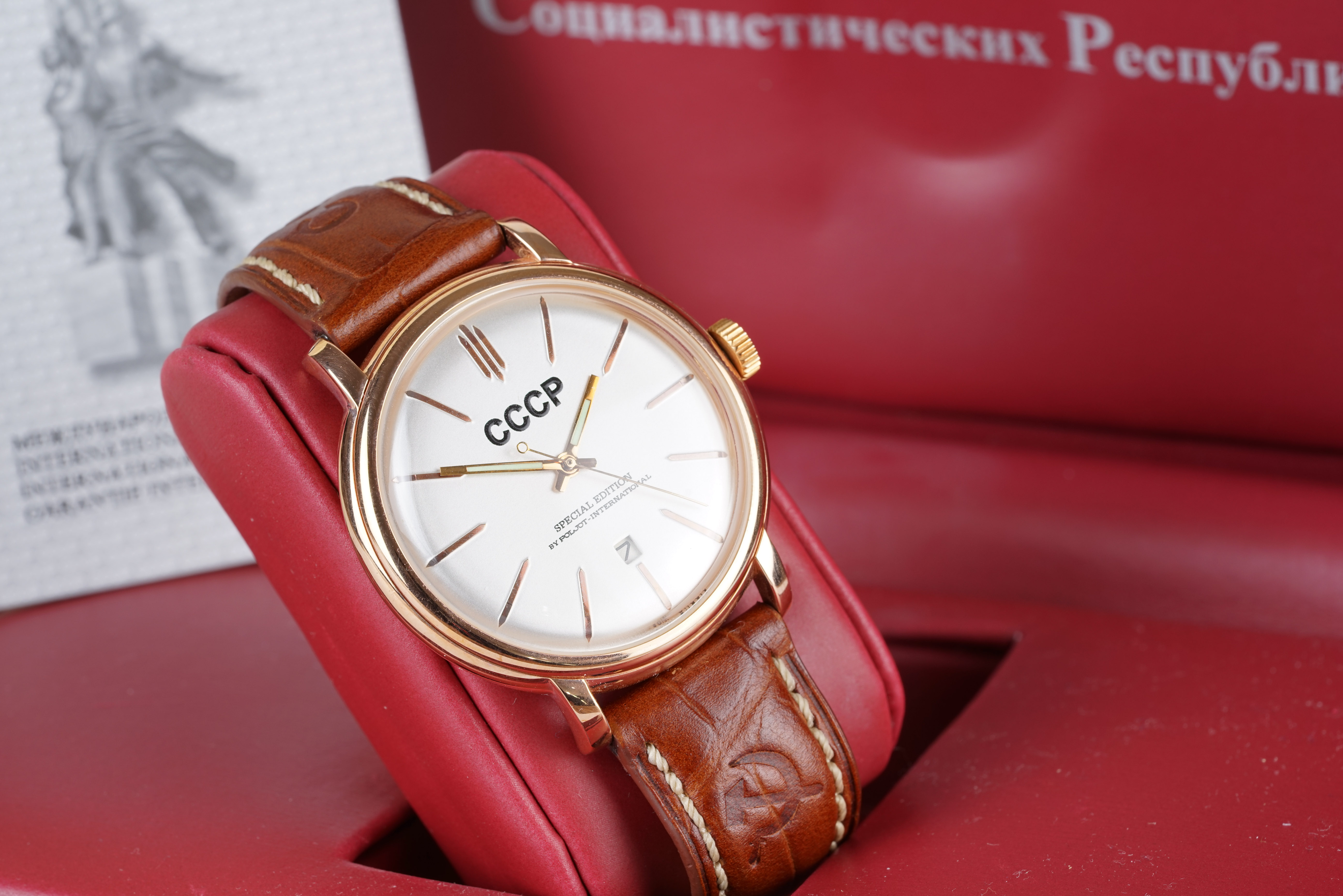 GENTLEMENS CCCP POLJOT SPECIAL EDITION WRISTWATCH W/ BOX BOOK & WARRANTY, circular silver dial - Image 2 of 3