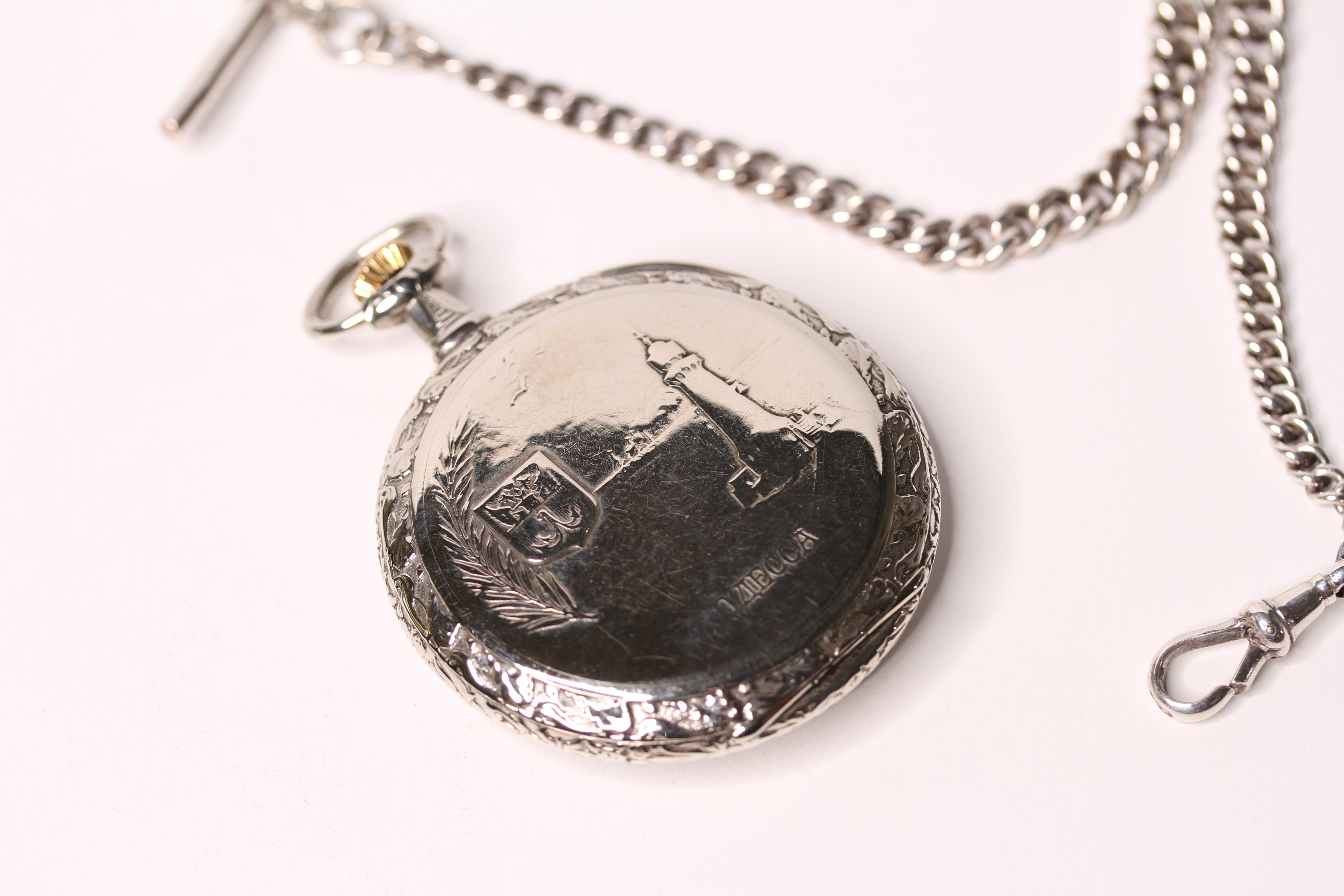 *TO BE SOLD WITHOUT RESERVE*Gents Pocket Watch Alexander Weise, Cyma Movement with Silver Chain - Image 2 of 3