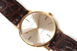 1960S UNIVERSAL GENEVE X TIFFANY & CO 18CT DRESS WATCH, circular off white dial, gold baton hour